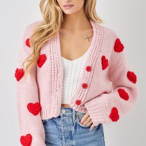 NEW - MY HEART IS YOURS CROPPED KNIT CARDIGAN - IVORY